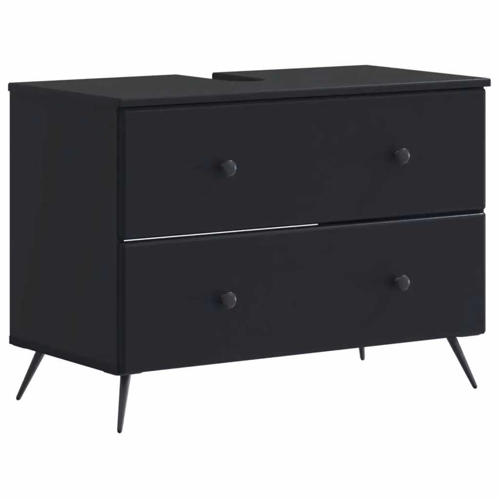 Mobile lavabo da bagno moderno vidaXL nero con ripiani e cassetti L: 82 cm, P: 41 cm, H: 59 cm – 2