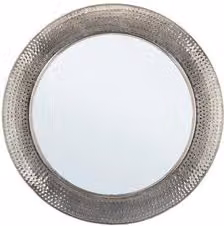 Specchio rotondo moderno Bizzotto con cornice in metallo color argento, diametro: 80 cm