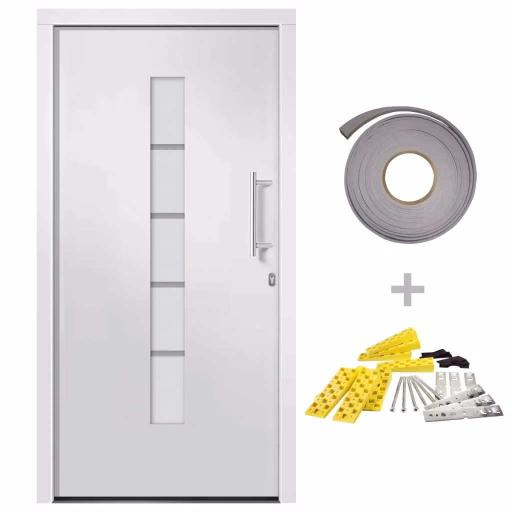 Porta d'Ingresso Moderna vidaXL in Alluminio e Plastica Bianca L: 100 cm, H: 200 cm – 2