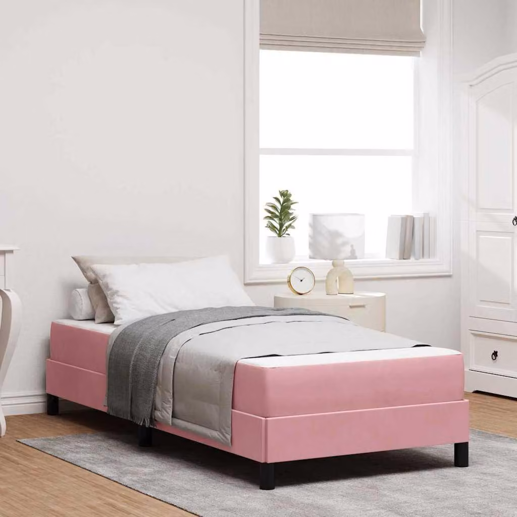 Maison Exclusive - Letto boxspring con materasso Rosa 90 x 190 cm Tessuto