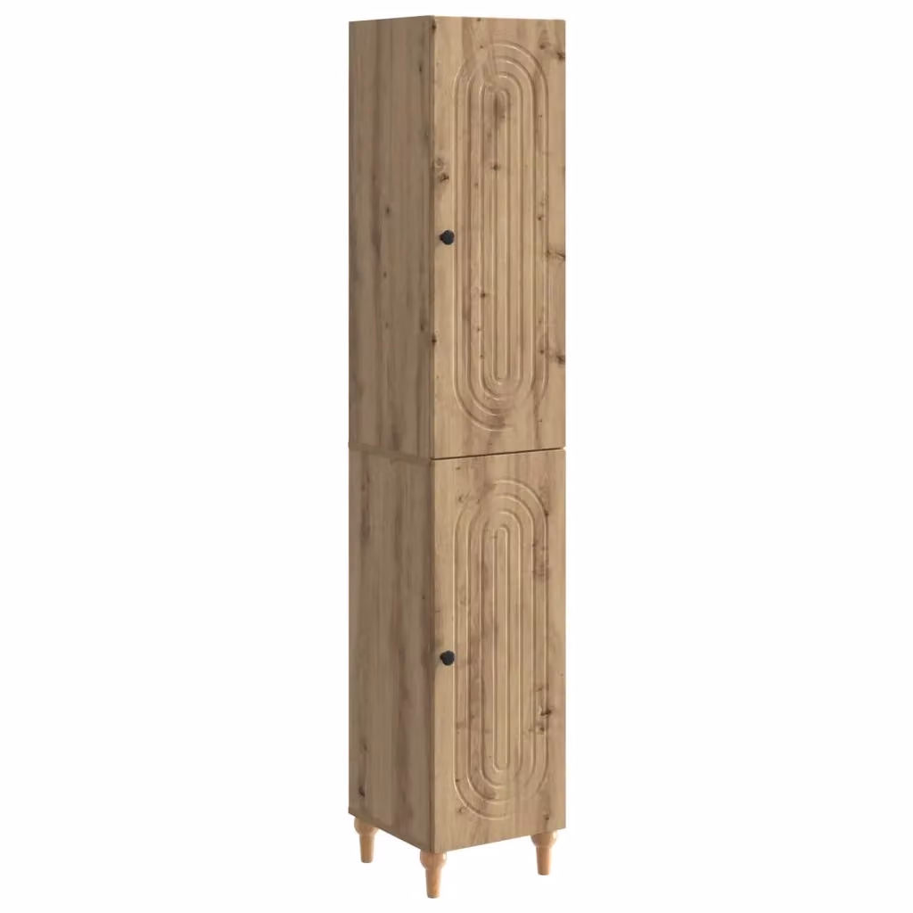 Set di 2 armadi moderni vidaXL in legno color rovere marrone con ante a battente e illuminazione integrata per soggiorno o esterno – 2
