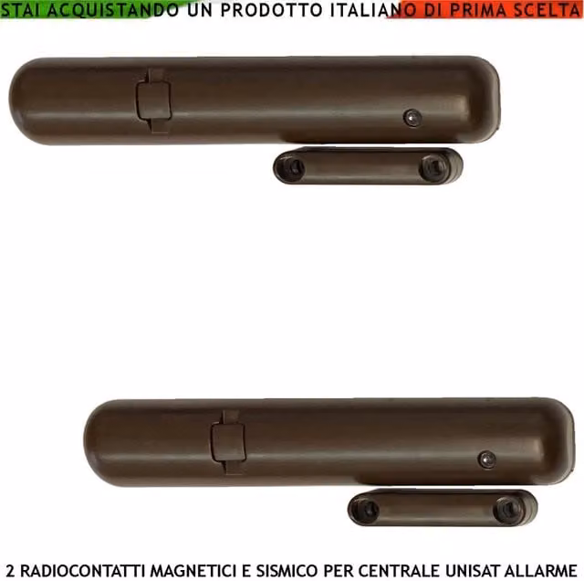 Sensore per porte e finestre Securvera con contatti magnetici, 2 pezzi, colore marrone, con sensibilità regolabile tramite app e frequenza 868 MHz