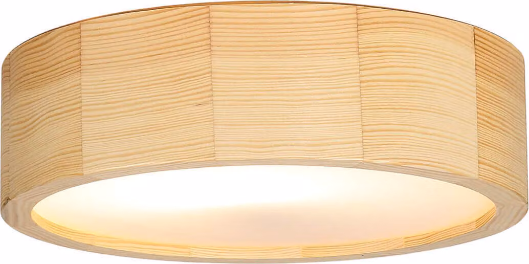 ARBARO piccola lampada in legno da soffitto paralume in vetro basso abbagliamento Ø27cm plafoniera rotonda piatta soggiorno