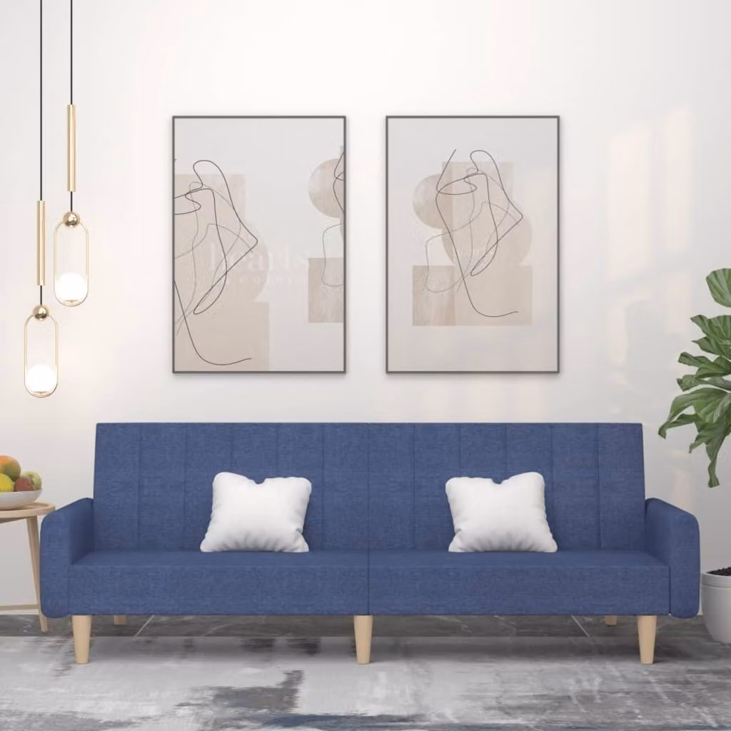 Maison Exclusive - Divano letto 2 posti, colore blu, rivestito in tessuto
