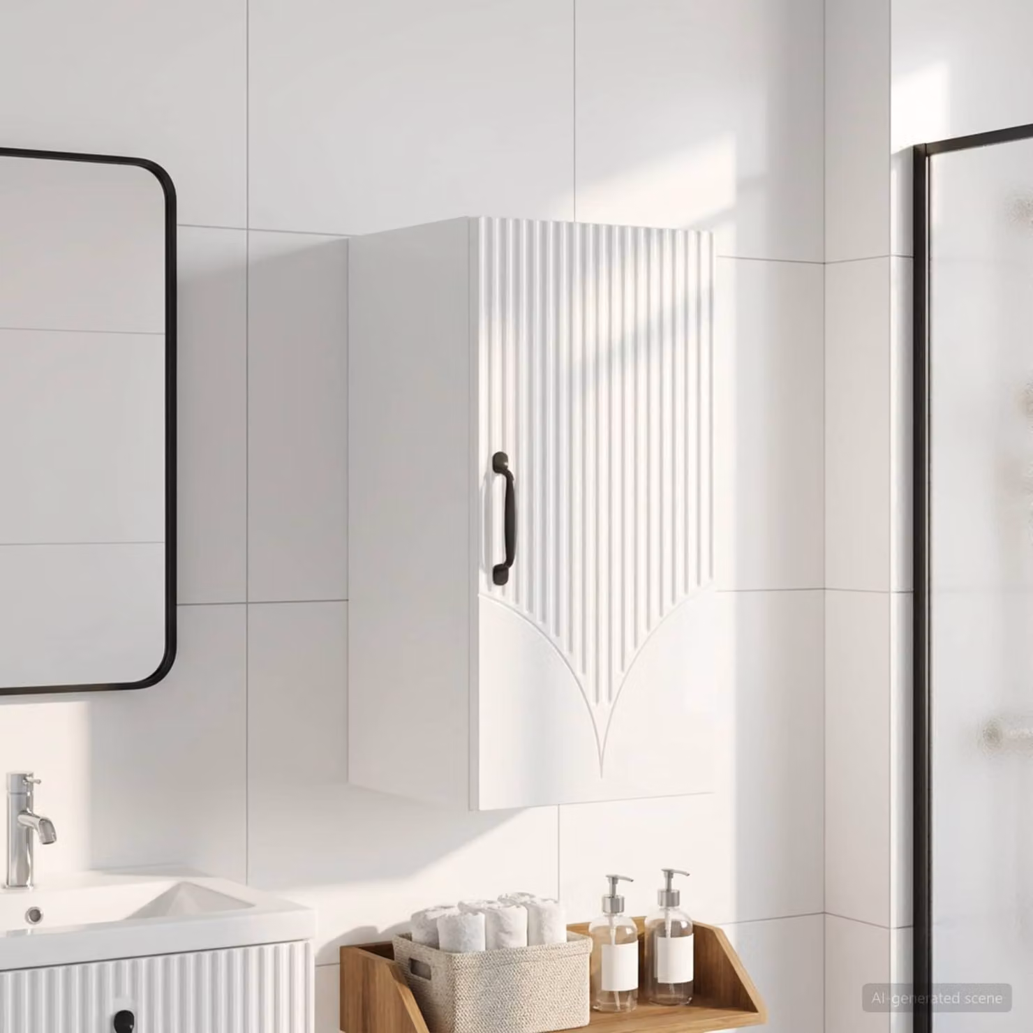 Armadio da bagno a muro vidaXL HOORN Bianco Lucido L: 30 cm, P: 31 cm, H: 59 cm
