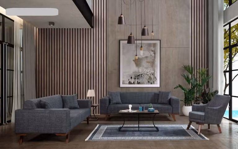 Sofagarnitur 3+3+1 Sitz Set Design Sofas Polster Couchen Grau Couch Möbel 3tlg.
