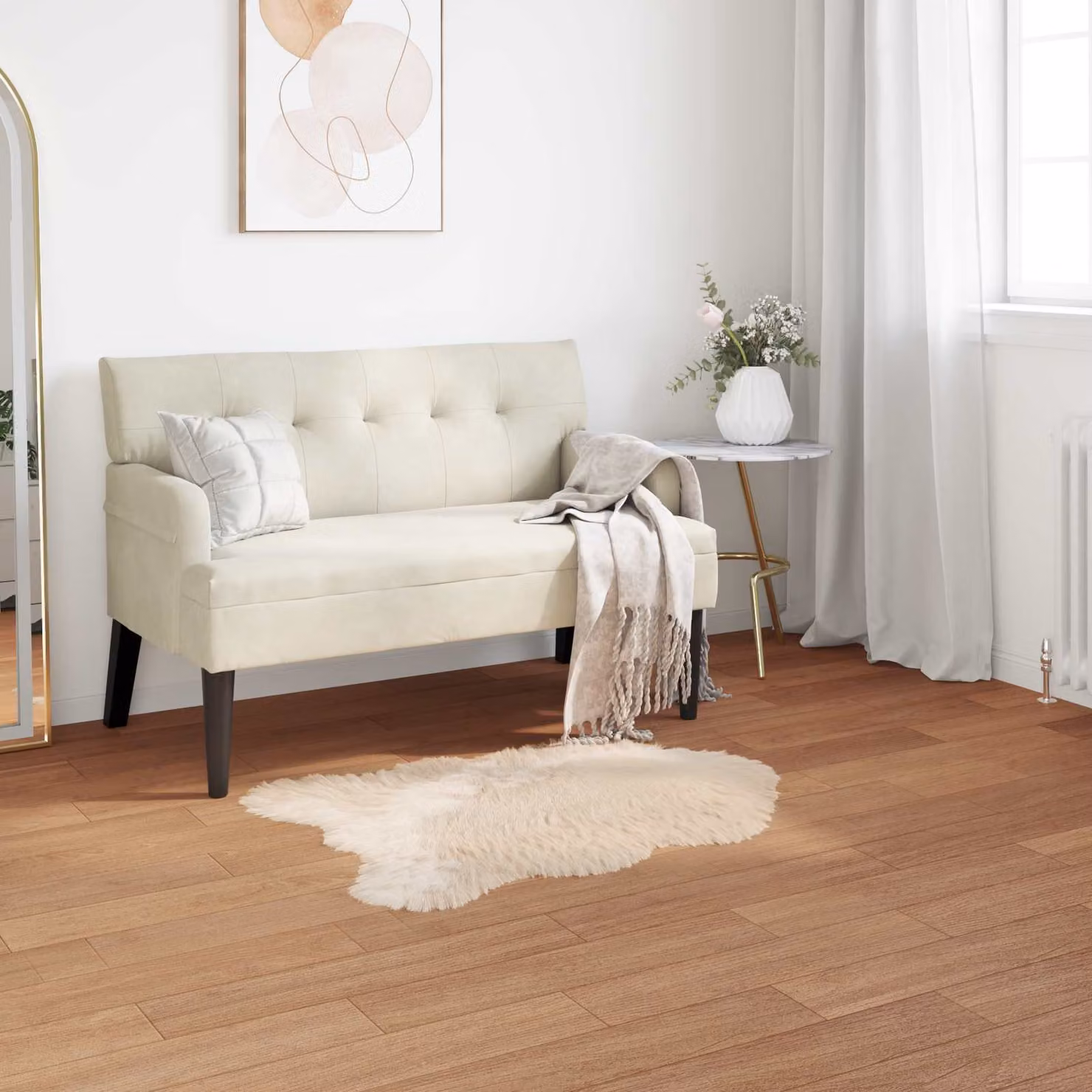 Tappeto in finta pelliccia vidaXL Beige, L 50 cm x P 80 cm, in Poliestere lavabile