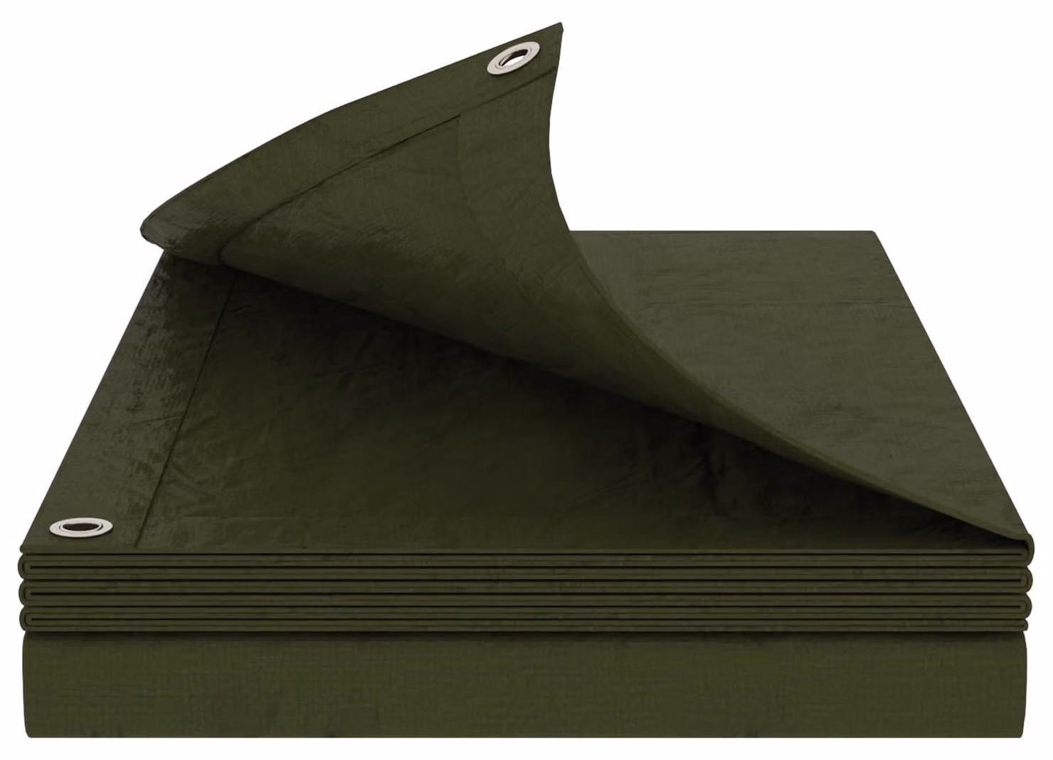 Telo in polietilene verde con occhielli, dimensioni 6 x 6 metri, peso 180 g/m²