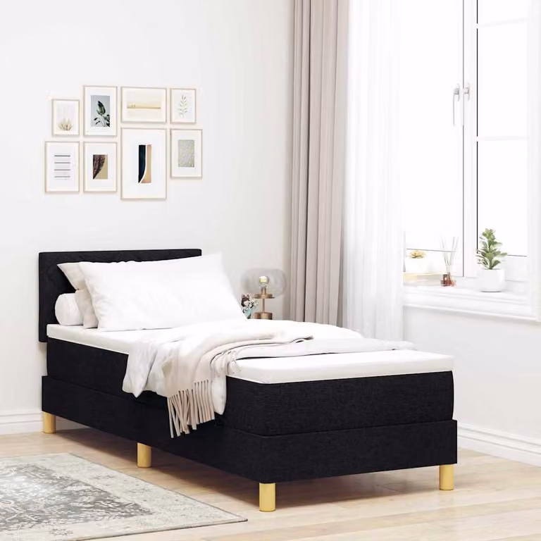Maison Exclusive - Letto boxspring a LED con cuscini, nero, 80 x 200 cm, tessuto