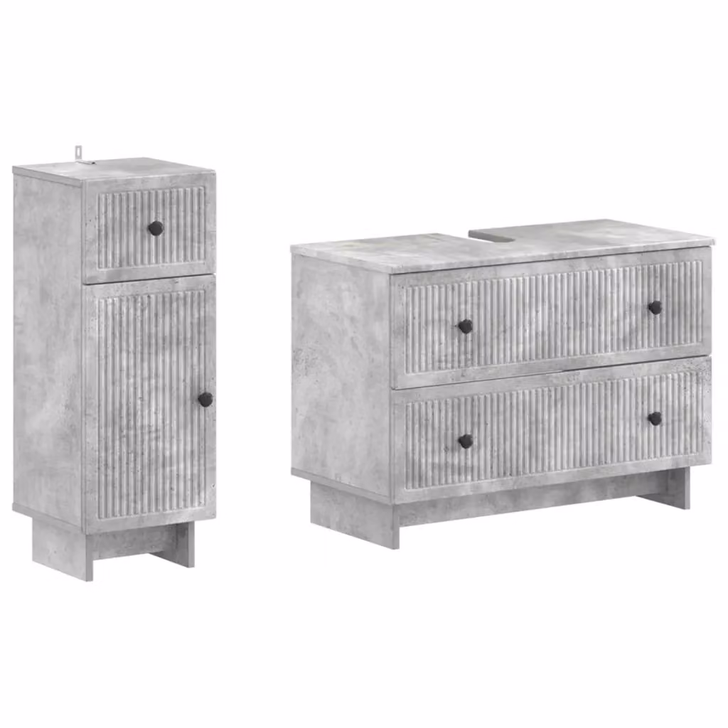 Set di mobili da bagno moderno vidaXL composto da mobile lavabo e mobile contenitore grigio opaco in MDF – 2