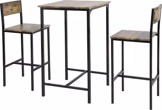 Bartafel a 3 posti - 2 Sedili - 60 x 60 x 97 cm - MDF - Color Caffè