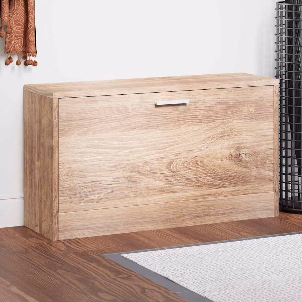 Panchina con scarpiera vidaXL in legno color rovere, L 80 cm x P 24 cm x H 45 cm