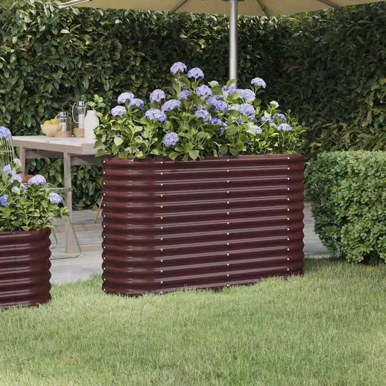Letto rialzato da giardino vidaXL in acciaio zincato marrone L: 114 cm, P: 40 cm, H: 68 cm