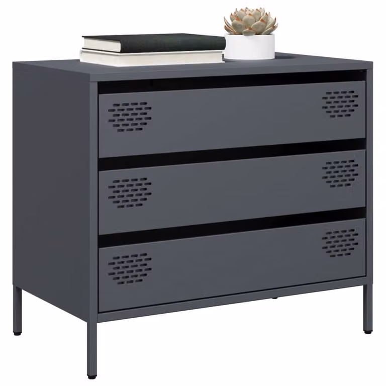Credenza moderna vidaXL in acciaio laminato a freddo colore antracite L: 68 cm, P: 39 cm, H: 58,5 cm