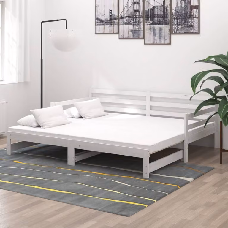 The Living Store Daybed allungabile in pino massiccio bianco 2x(90x200) cm