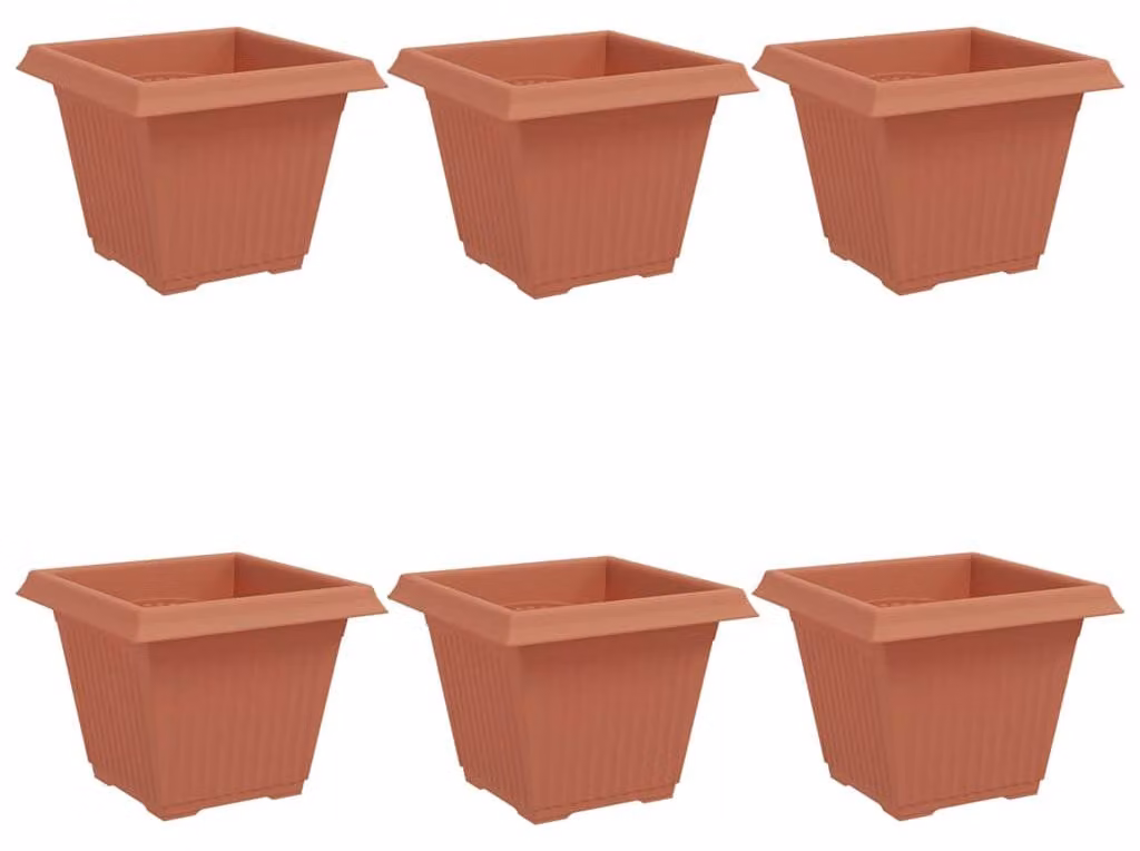 Vaso quadrato per fiori 6 pcs Rosso Mattone 38 x 38 x 30 cm
