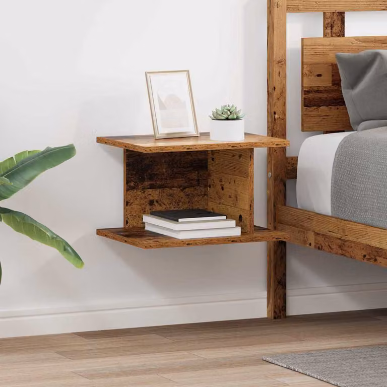 Set di 2 comodini vidaXL in legno effetto vecchio stile marrone L 40 cm x P 30 cm x H 25 cm