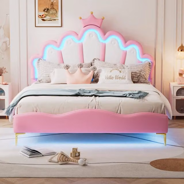 letto matrimoniale pu rosa 140 x 200 cm