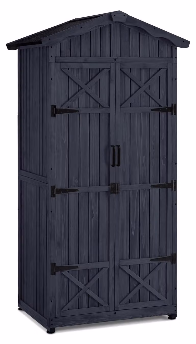 Armadio da giardino - Legno - 74 x 143 x 200 cm - Naturale - Resistente alle intemperie, per balcone e terrazza