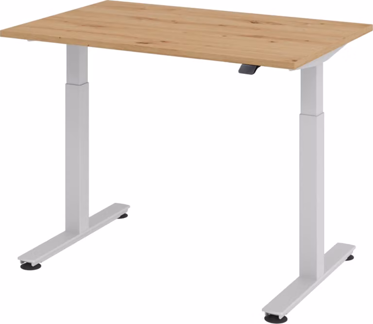 Scrivania elettrica bümö XMST - Struttura: argento, decorazione: rovere nodoso, dimensioni: 120 x 80 cm