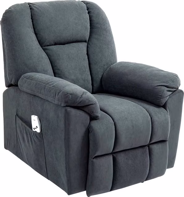 Poltrona Relax elettrica reclinabile REDOM con massaggio e calore in tessuto grigio scuro