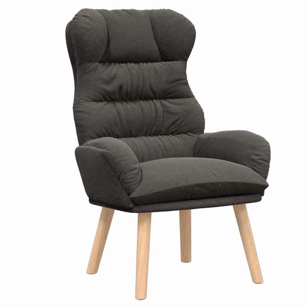 Poltrona Lounge in Tessuto Sherpa Grigio con Braccioli e Struttura in Legno di Rubberwood L: 69 cm, P: 74 cm, H: 93 cm – 2