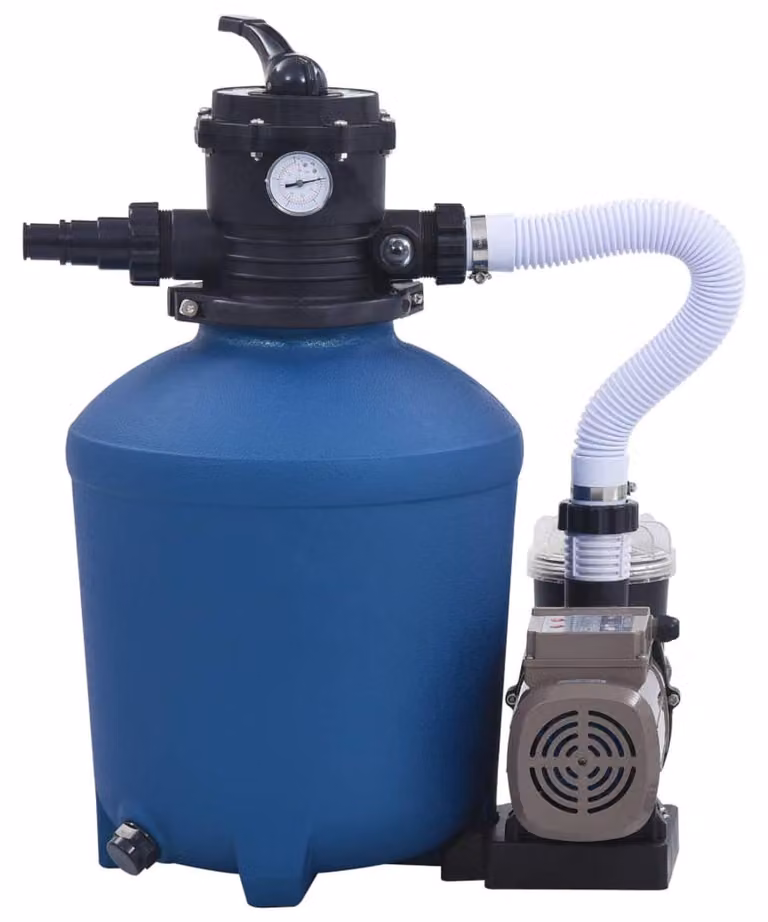Pompa a filtro a sabbia per piscina - 530 W con timer - Capacità di 10.980 litri all'ora - Corpo in plastica - Adatta per tubi da 32 e 38 mm
