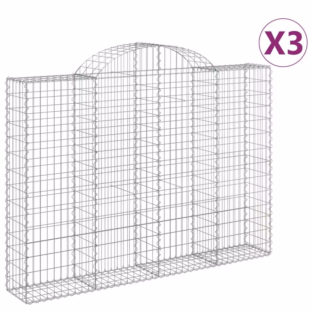 Set di 3 Cesti Gabbioni ad Arco Videx in Acciaio Zincato Argento L: 200 cm, P: 30 cm, H: 140/160 cm – 2