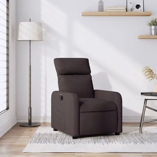 Poltrona Reclinabile Relax vidaXL in Tessuto Marrone con Braccioli e Leva Manuale L/P/H: 89,5 x 66,0 x 95,5 cm – 1