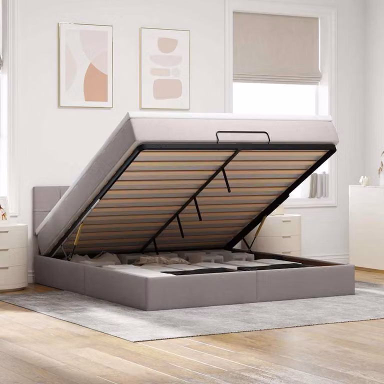 Maison Exclusive - Letto ottomano con materasso e LED taupe 180x200 cm tessuto