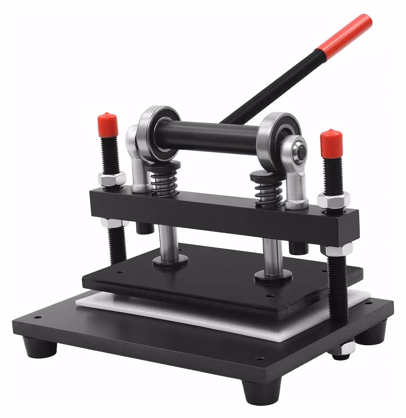 Macchina manuale per il taglio e la perforazione del cuoio - Pressa da 2 tonnellate - Larghezza di ingresso: 31 cm - Corsa: 15 mm - Altezza di taglio: 0–100 mm - Struttura in acciaio - Colore: nero
