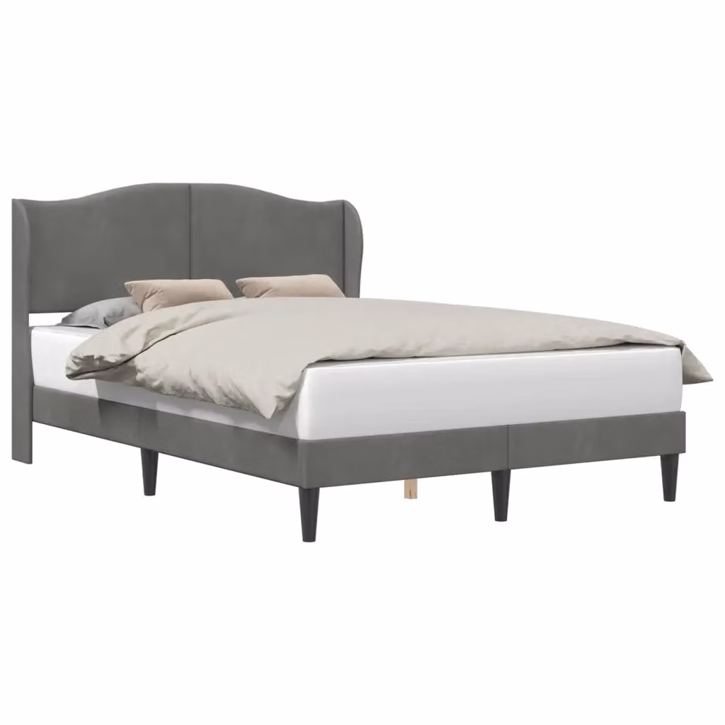 Struttura del letto moderna in velluto grigio e nero con giroletto L/P/H: 120 x 200 x 101 cm – 2