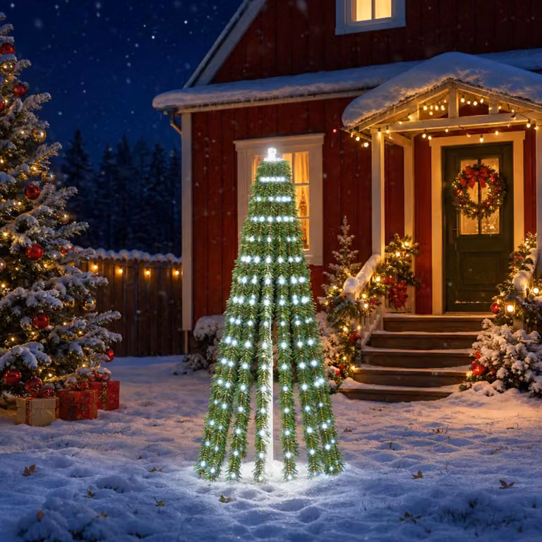 vidaXL Albero di Natale LED 150 cm 240 LED Bianco freddo Acciaio Verde