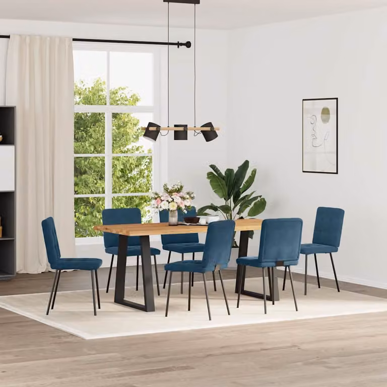 vidaXL Sedie da Pranzo 6 pz Blu in Velluto