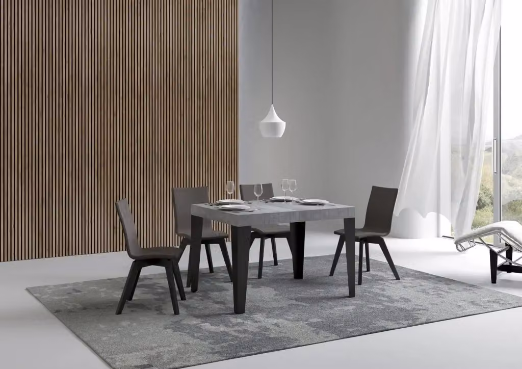Tavolo Allungabile Moderno GIORDANOSHOP in Cemento e Antracite L/P/H: 120-204 x 80 x 77 cm – 2