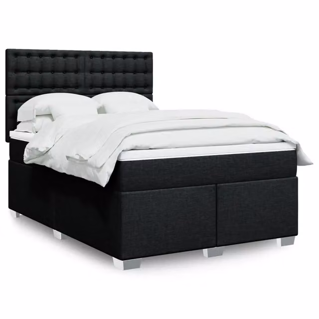 Giroletto a molle con materasso vidaXL in tessuto nero e bianco, L/P/H: 140 x 200 cm