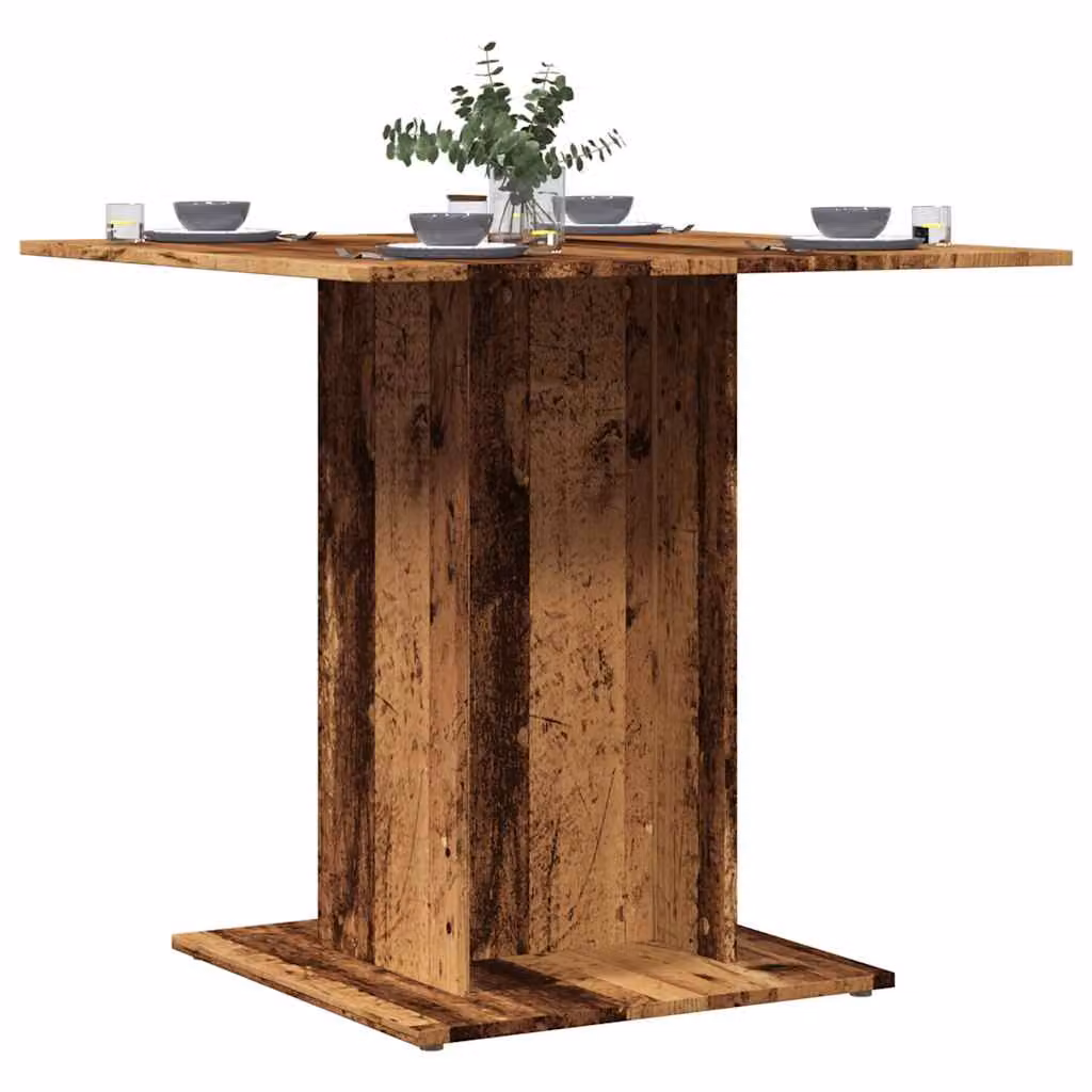 vidaXL Tavolo da Pranzo Quadrato in Legno Composito Marrone con Base Centrale L: 80 cm, P: 80 cm, H: 75 cm