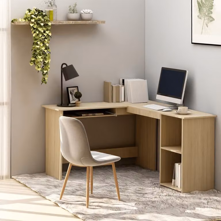 The Living Store Scrivania angolare a L in rovere Sonoma 120x140x75 cm Materiale in legno