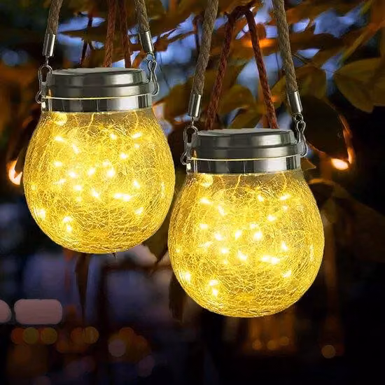 Luci da giardino a energia solare, set da 2 pezzi: luci solari, set di base in vetro per illuminazione da balcone, vialetto da giardino e recinzione - luce bianca calda