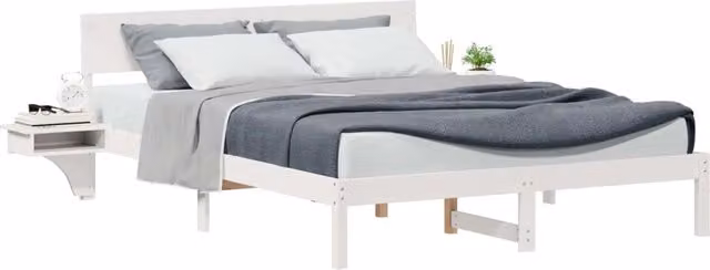Letto matrimoniale | Letto per adulti | Struttura del letto Bianco 150 x 200 cm Pino massello