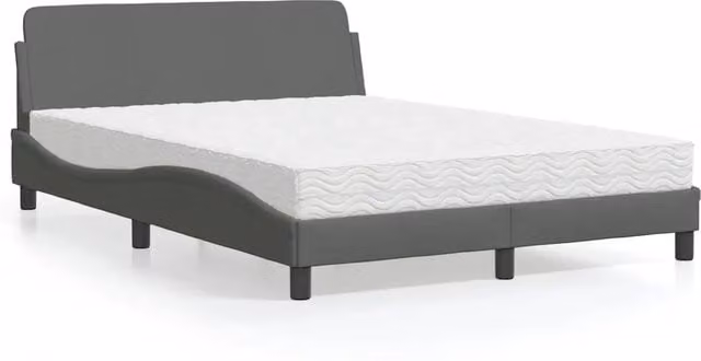 Letto con Materasso Dover vidaXL Grigio con Struttura Imbottita L/P/H: 140 x 200 cm