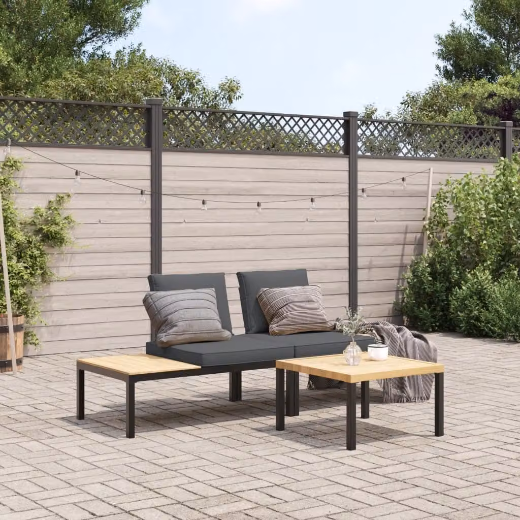 Maison Exclusive - Set da giardino a 3 pezzi con cuscini, nero e alluminio