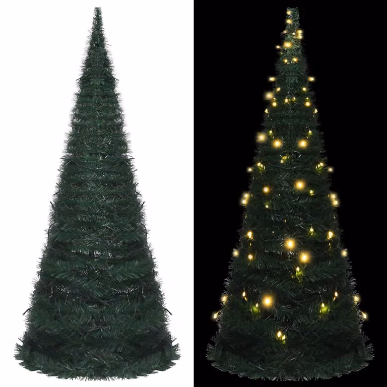 The Living Store Albero di Natale Artificiale Pop-up con LED Verde 210 cm
