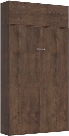 Letto a scomparsa verticale Kentaro Itamoby con pensile vasistas, colore noce e dettagli in legno e metallo, misura 140x200 cm – 1