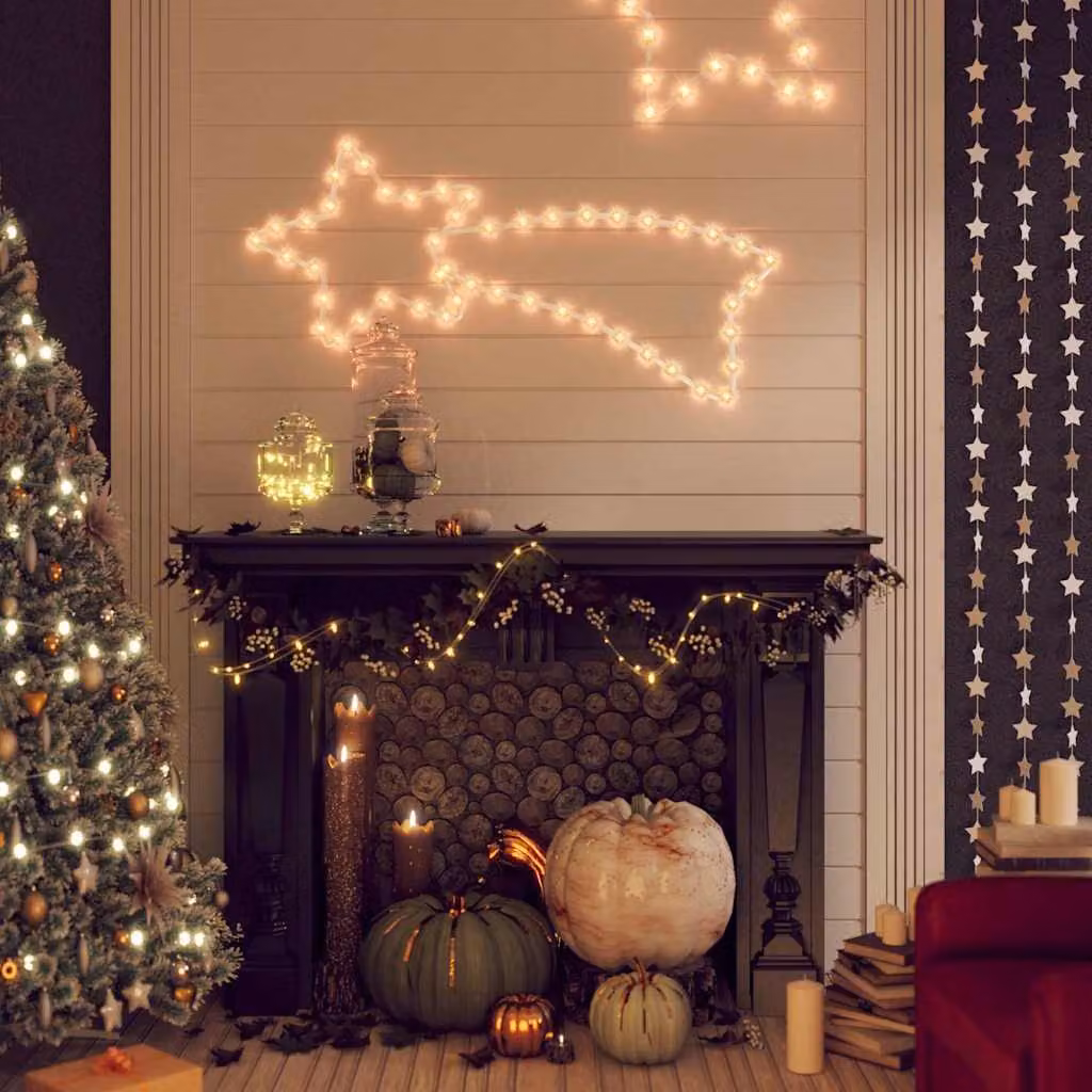 vidaXL Figura Cometa di Natale con 48 LED Bianco Caldo 65x28 cm
