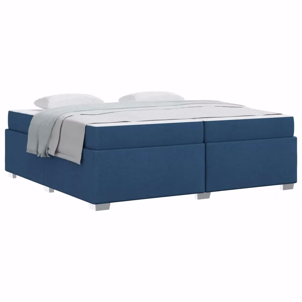 Letto matrimoniale moderno vidaXL con materasso a molle in tessuto blu L/P: 200 x 200 cm, H: 66 cm – 2