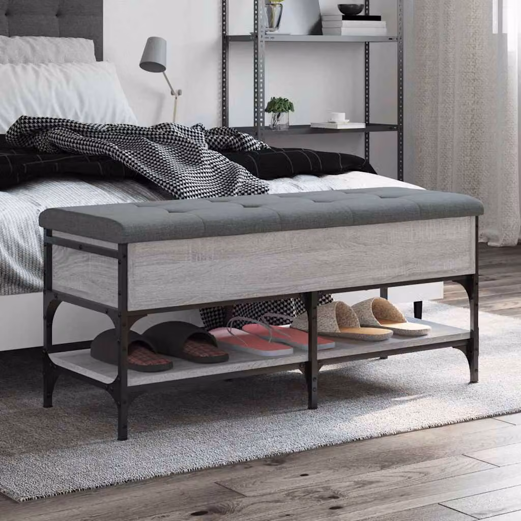 Panca porta scarpe vidaXL Grigio con seduta in tessuto, L: 102 cm, P: 42 cm, H: 45 cm