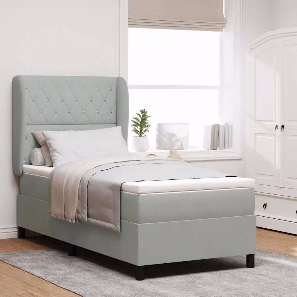 Letto ibrido con molle e schiuma vidaXL in velluto grigio L/P: 200 x 100 cm