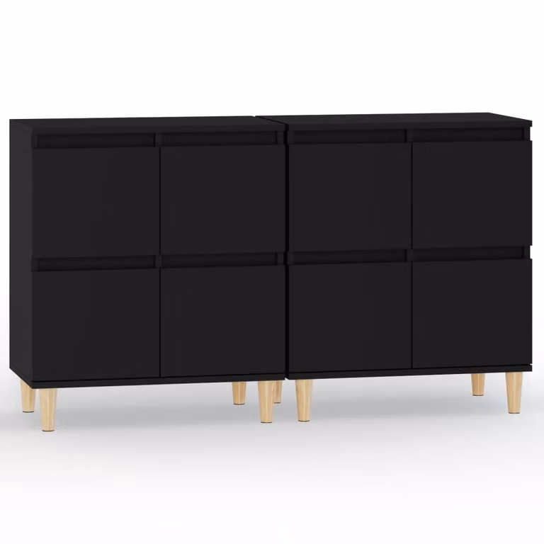 Credenze 2pz Nere 60x35x70 cm in Legno Multistrato