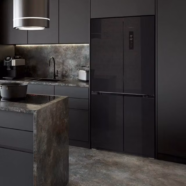 Cecotec Bolero CoolMarket 4D 436 Frigorifero Multiporta No Frost in Vetro Nero Classe E